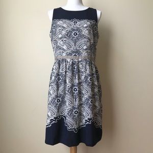 Loft Petite Navy Paisley Printed Dress